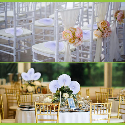 Bulk 100 Pcs White Paper Fans Round Folding Wedding Fans with Plastic Handle for Guests Birthday Party Favors for Men and Women Wholesale