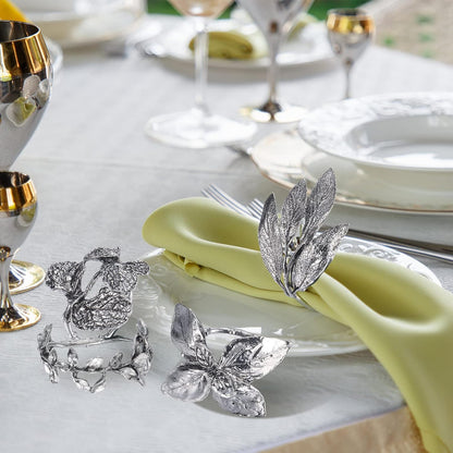 Bulk 8 Pcs Vintage Leaf Napkin Rings Set Metal Adornments for Graduations Holidays Weddings and Everyday Use Wholesale