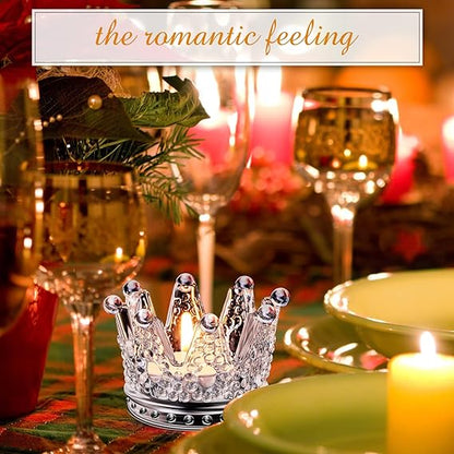 Bulk Crystal Crown Candle Holders with Flameless Tea Light Candles  for Tables Centerpieces Wedding Party Home Decoration Wholesale
