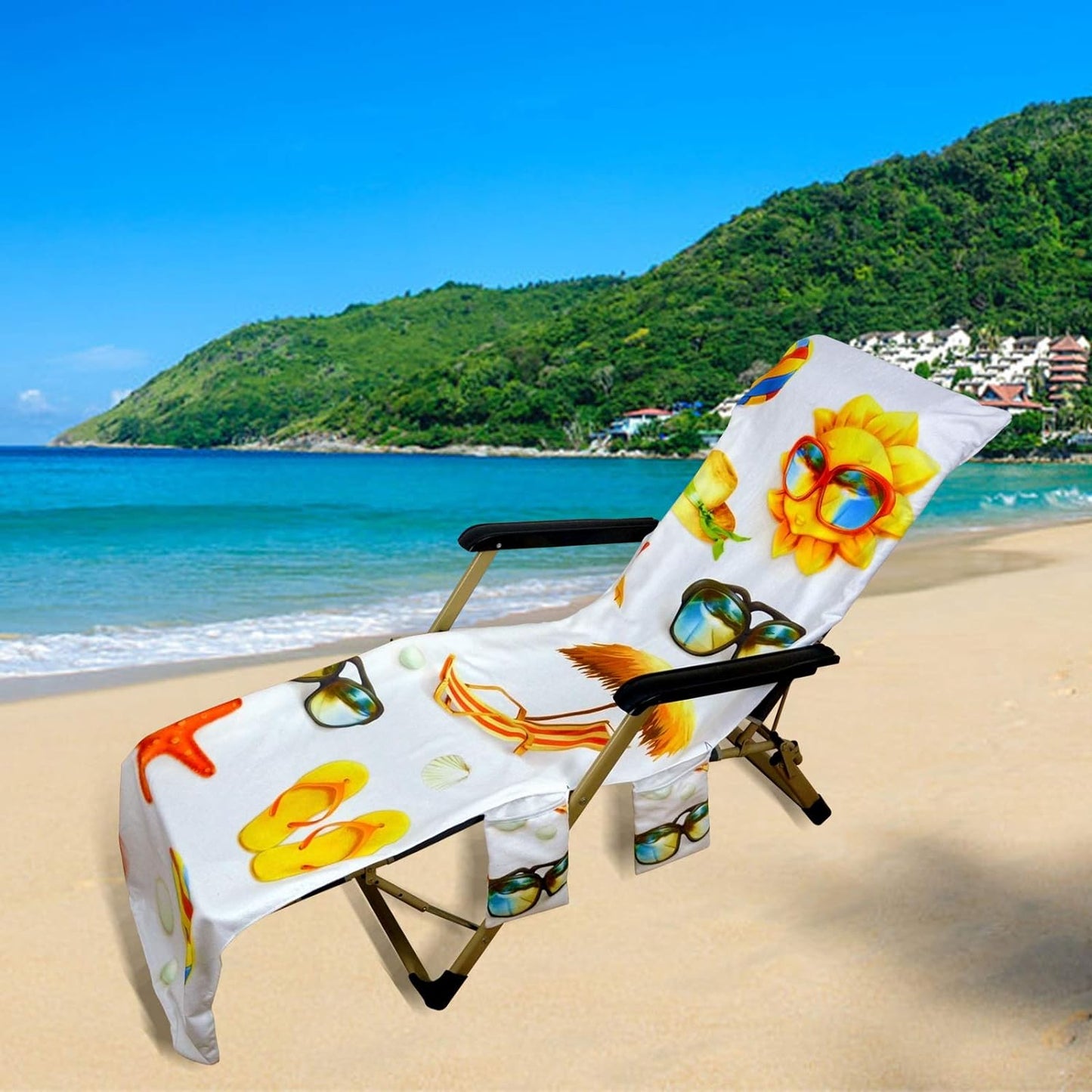 Bulk Beach Folding Chair Cover with Pockets Suitable for Patio Loungers Ideal for Sunbathing and Pool Party Decor Wholesale