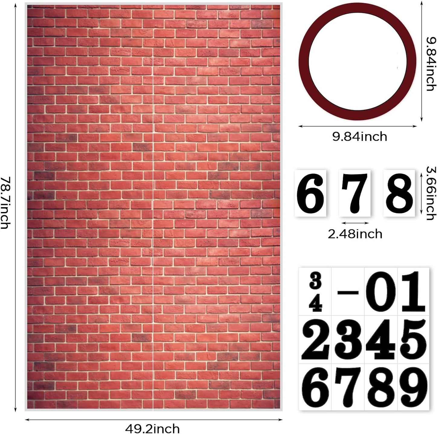 Bulk 78.7"x 49.2" Inches Classic Red Brick Wall Decor Christmas & Halloween Holiday Decoration Wholesale