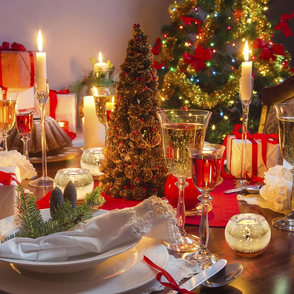 Bulk 12 Pcs Shine Bright Electroplated Glass Candle Holders for Weddings Parties Holidays Gifts and Bridal Showers Wholesale