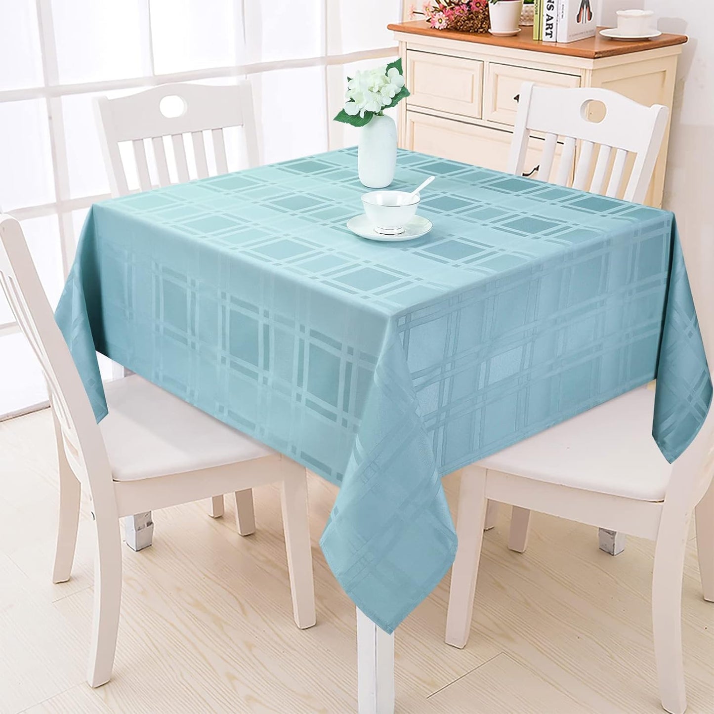 Bulk Solid Plaid Jacquard Spring Tablecloth Wrinkle and Water Resistant, Contemporary Woven Decorative Table Cover for Holiday Events Wholesale