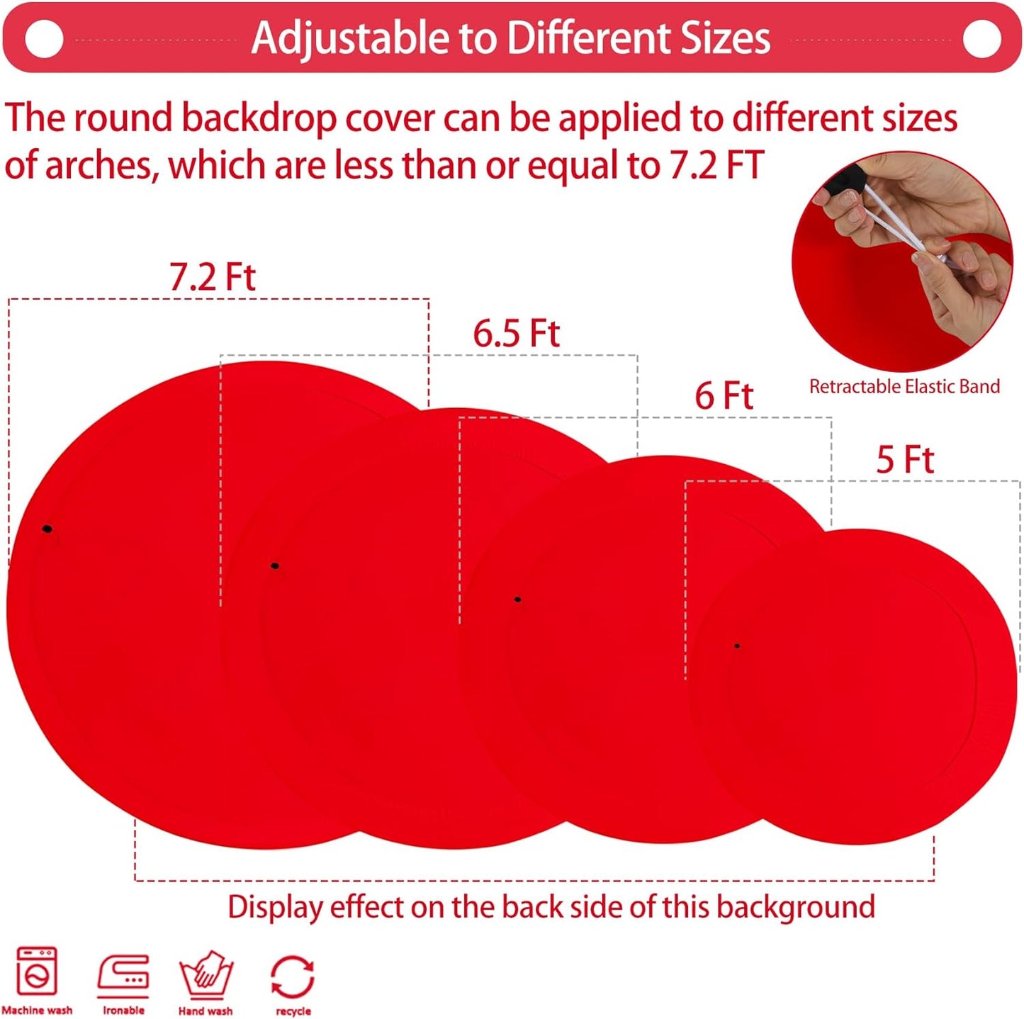 Bulk Adjustable White Round Backdrop Cover for 5 to 7.2ft Circle Arch Stand - Polyester Wedding, Birthday Party, Photography Decoration Wholesale