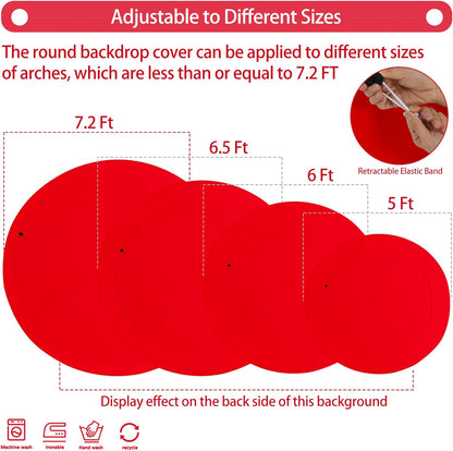 Bulk Adjustable White Round Backdrop Cover for 5 to 7.2ft Circle Arch Stand - Polyester Wedding, Birthday Party, Photography Decoration Wholesale