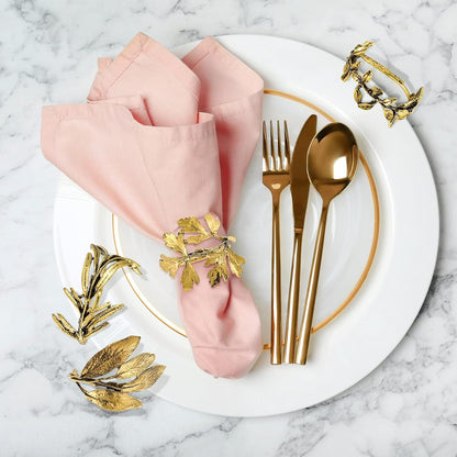 Bulk 8 Pcs Vintage Leaf Napkin Rings Set Metal Adornments for Graduations Holidays Weddings and Everyday Use Wholesale