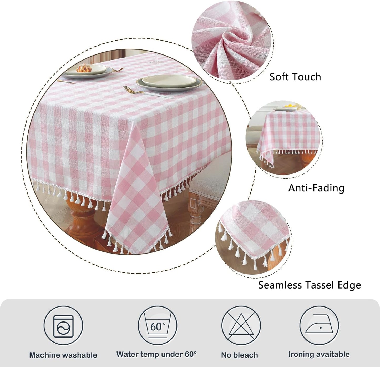 Bulk St. Patrick's Day Checkered Tablecloth Washable Buffalo Plaid with Tassel Suitable for Kitchen and Dining Room Decor Wholesale