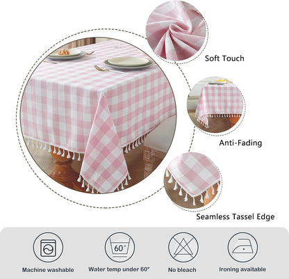 Bulk St. Patrick's Day Checkered Tablecloth Washable Buffalo Plaid with Tassel Suitable for Kitchen and Dining Room Decor Wholesale