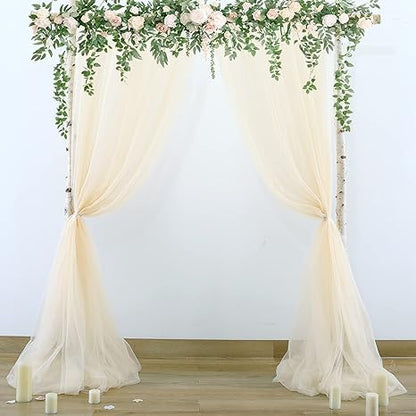 Bulk 2 PCS Tulle Sheer Backdrop Curtain Background Drapes for Wedding Arch Baby Shower Birthday Party Decoration Wholesale