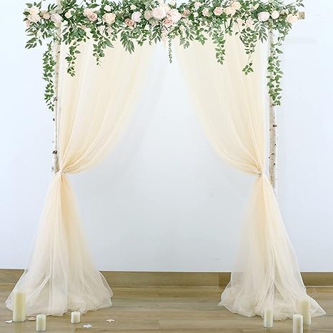 Bulk 2 PCS Tulle Sheer Backdrop Curtain Background Drapes for Wedding Arch Baby Shower Birthday Party Decoration Wholesale