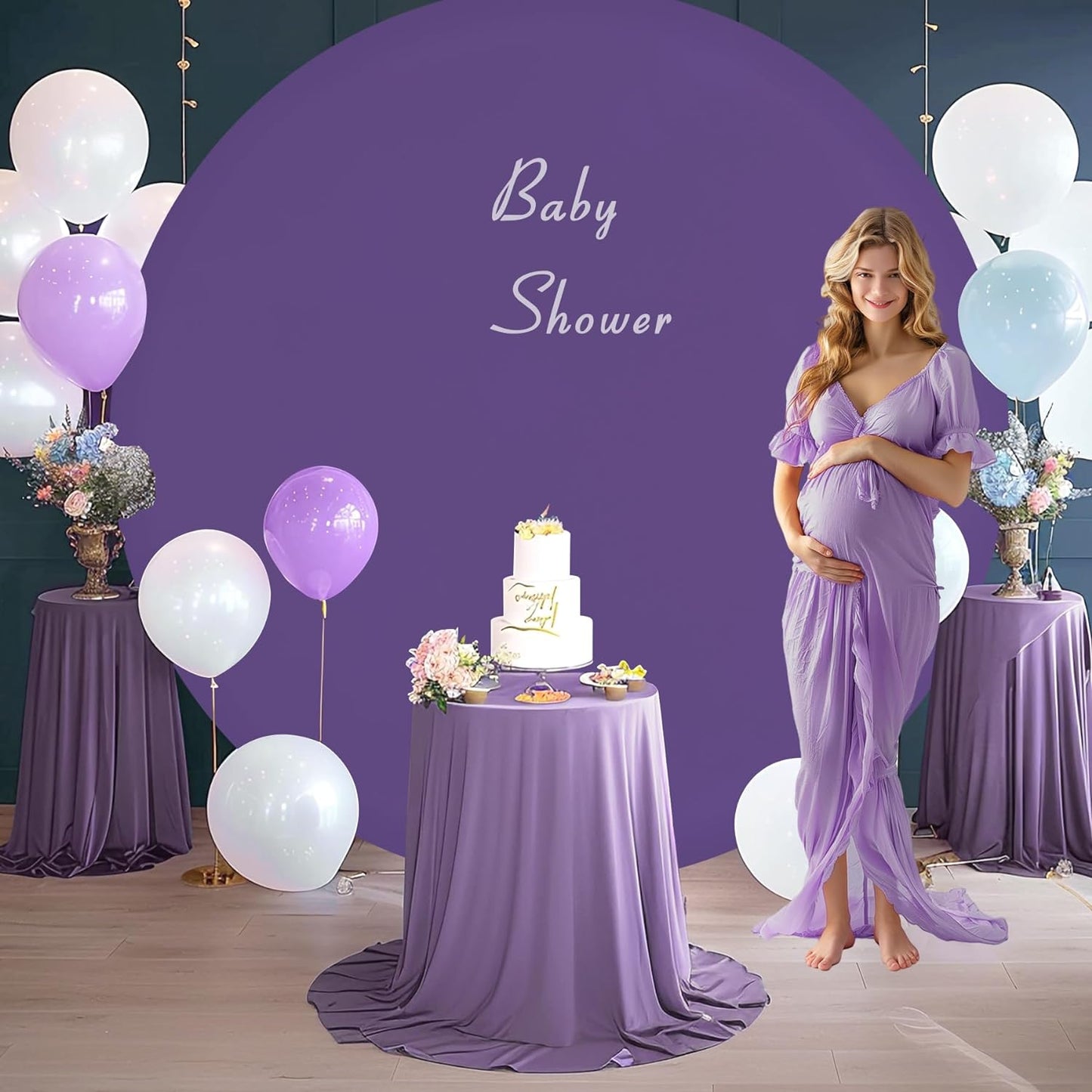 Bulk Adjustable White Round Backdrop Cover for 5 to 7.2ft Circle Arch Stand - Polyester Wedding, Birthday Party, Photography Decoration Wholesale