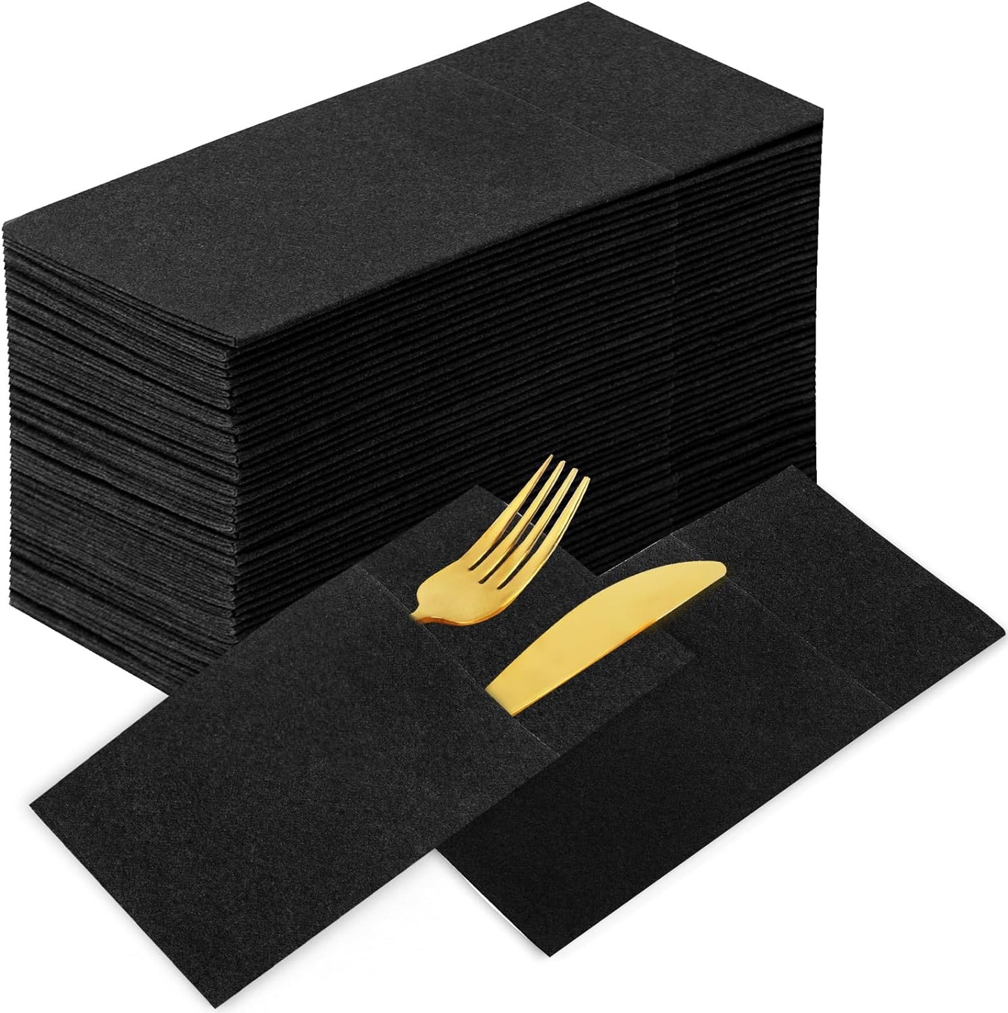 Bulk 100 Pcs 16.5" x 16.5" Premium Dinner Napkins with Flatware Pocket Soft Absorbent Cloth for Kitchen Parties Weddings Events Wholesale