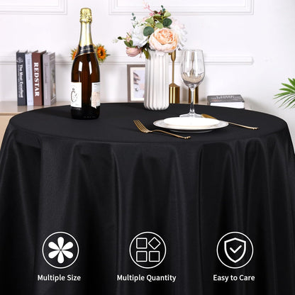 Bulk 3 Pcs Round Tablecloths Heavy Duty Polyester Washable Table Covers for Wedding Receptions Banquet Events & Birthday Parties Stain Resistant Spillproof Fabric for Dining Catering Wholesale