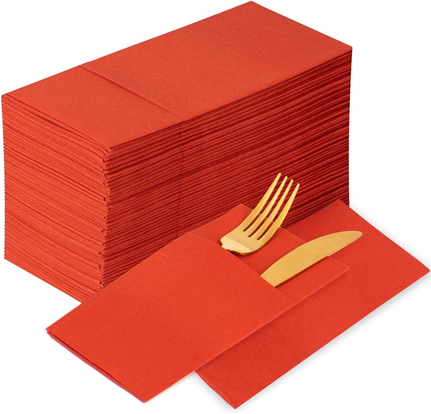 Bulk 100 Pcs 16.5" x 16.5" Premium Dinner Napkins with Flatware Pocket Soft Absorbent Cloth for Kitchen Parties Weddings Events Wholesale