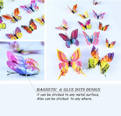 Bulk 24/48 Pcs 3D Butterfly Wall Decor Featuring Magnets, Perfect for Party Decorations Wholesale