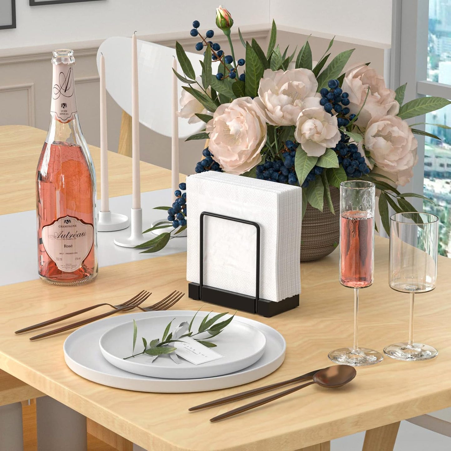 Bulk Table Napkin Holder 2025 Set Bamboo Iron Combo 3 in 1 Organizer Anti-Tip Base Commercial Kitchens Rustic Weddings Wholesale