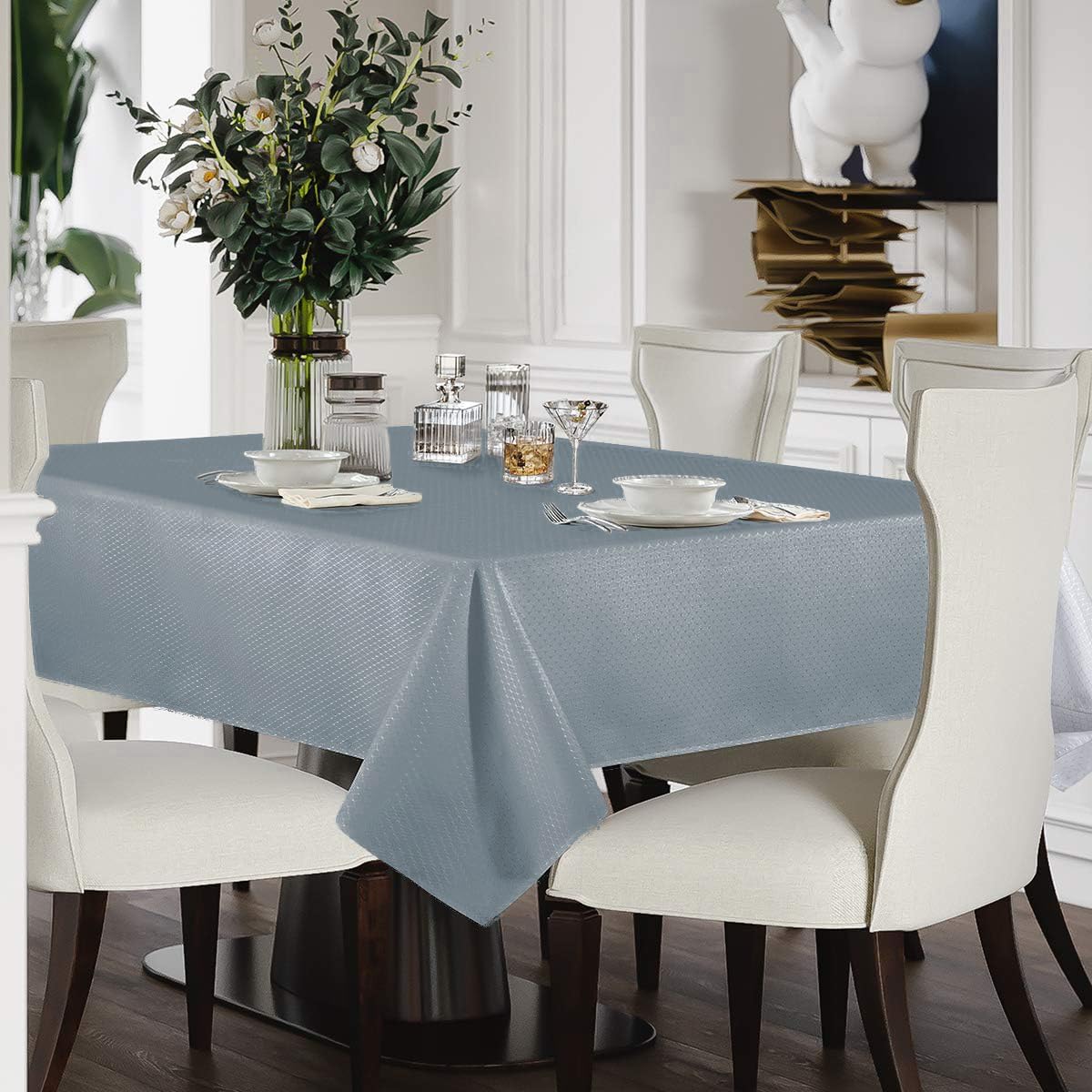 Bulk Solid Plaid Jacquard Spring Tablecloth Wrinkle and Water Resistant, Contemporary Woven Decorative Table Cover for Holiday Events Wholesale