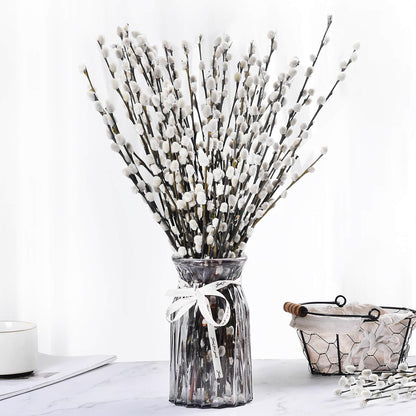 Bulk 45 Pcs 17 Inch Dried Willow Branches with White Flowers Natural Decor for Weddings Events Parties Hotels Fireplaces Yards Wholesale