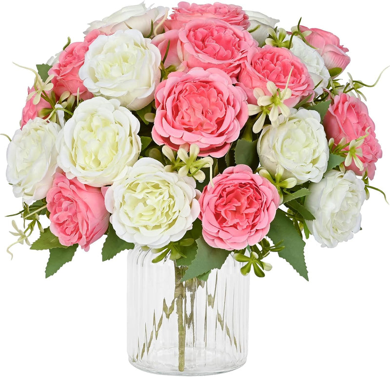 Artificial Silk Peonies 10 Pcs Vibrant Pink 12 Inch Realistic Flowers for Wedding Centerpieces and Home Decor
