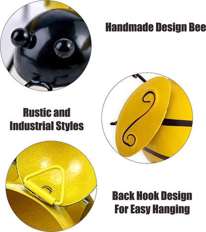 Bulk 4 Pcs Metal Wall Art 3D Iron Bumble Bee Wall Decor Sculpture for Outdoor Home Garden Decoration Wholesale
