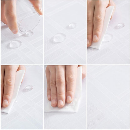 Bulk Solid Plaid Jacquard Spring Tablecloth Wrinkle and Water Resistant, Contemporary Woven Decorative Table Cover for Holiday Events Wholesale