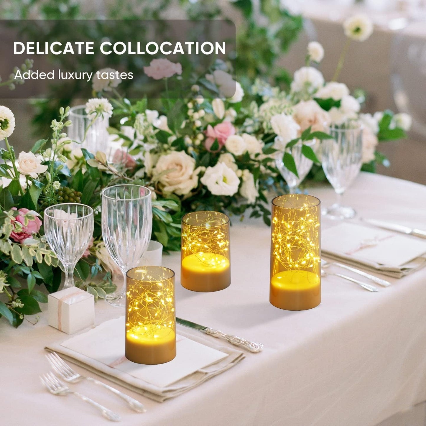 Bulk 3 Pcs LED Flickering Flameless Candle Light String Ideal Centerpiece Decor for Kitchen Coffee Tables Restaurants and Living Rooms Wholesale