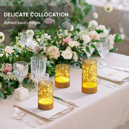 Bulk 3 Pcs LED Flickering Flameless Candle Light String Ideal Centerpiece Decor for Kitchen Coffee Tables Restaurants and Living Rooms Wholesale