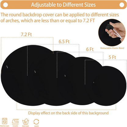 Bulk Adjustable White Round Backdrop Cover for 5 to 7.2ft Circle Arch Stand - Polyester Wedding, Birthday Party, Photography Decoration Wholesale