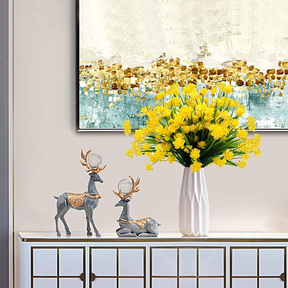 Premium UV Resistant Artificial Flowers 10 Bundles Fake Plants for Outdoor Porch Patio Garden Hanging Planter Decor