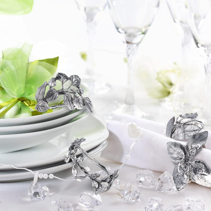 Bulk 8 Pcs Vintage Leaf Napkin Rings Set Metal Adornments for Graduations Holidays Weddings and Everyday Use Wholesale