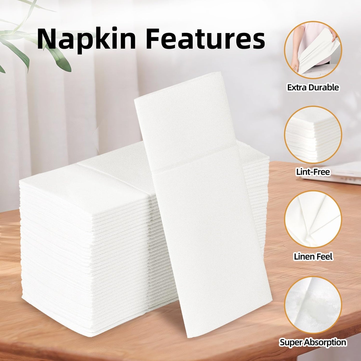 Bulk 100 Pcs 16.5" x 16.5" Premium Dinner Napkins with Flatware Pocket Soft Absorbent Cloth for Kitchen Parties Weddings Events Wholesale