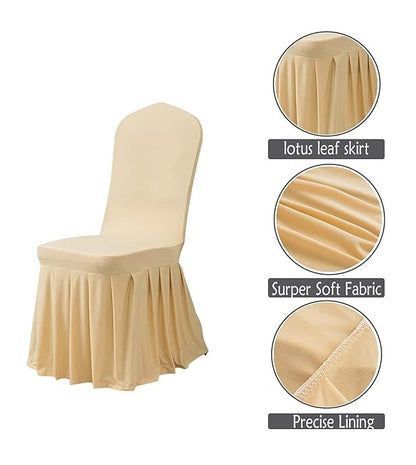 Bulk 2 Pcs Stretch Dining Chair Cover with Skirt for Ceremony Banquet Wedding Party Ceremony Wholesale