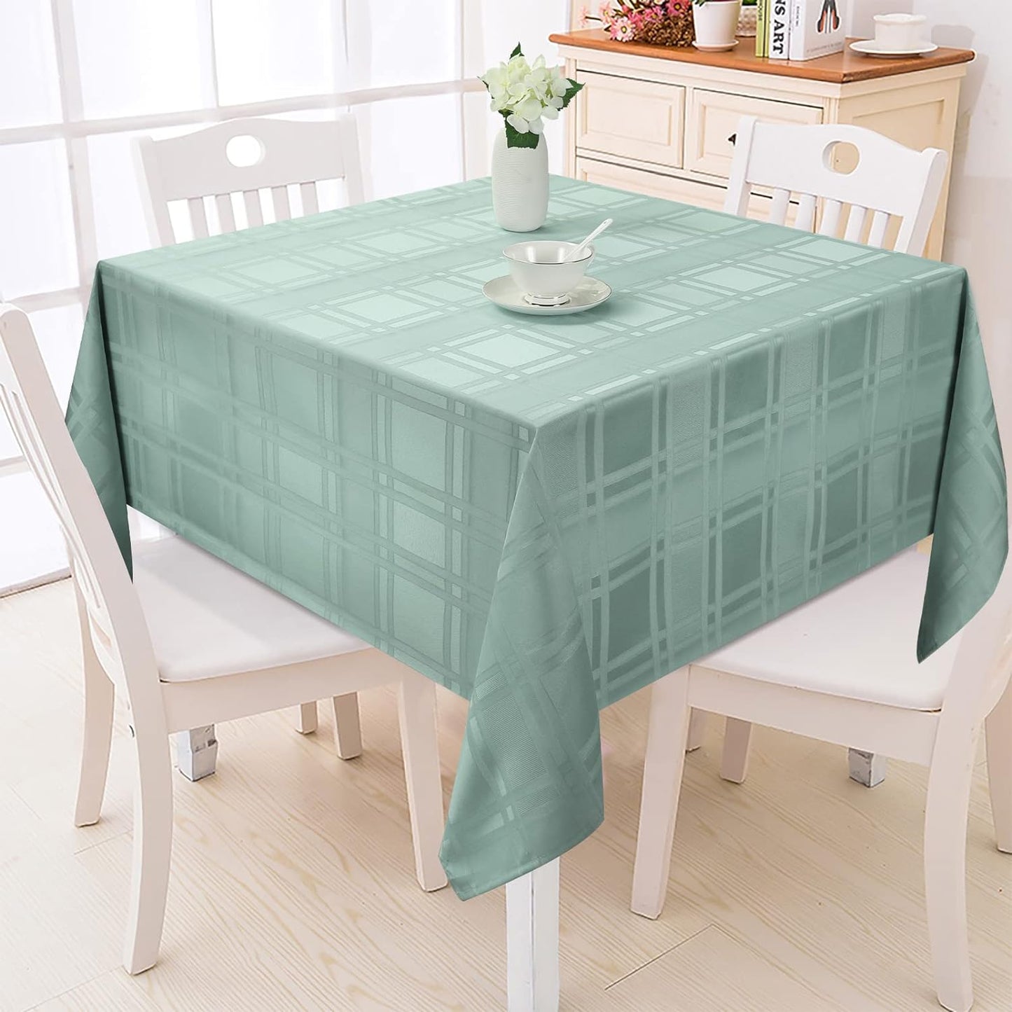 Bulk Solid Plaid Jacquard Spring Tablecloth Wrinkle and Water Resistant, Contemporary Woven Decorative Table Cover for Holiday Events Wholesale