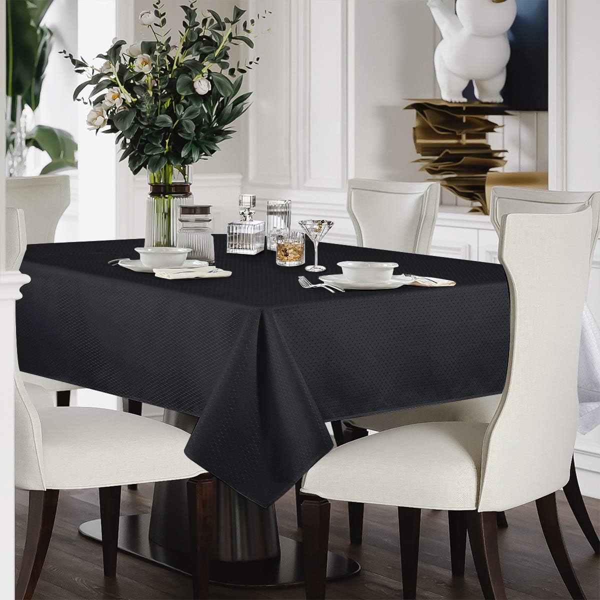 Bulk Solid Plaid Jacquard Spring Tablecloth Wrinkle and Water Resistant, Contemporary Woven Decorative Table Cover for Holiday Events Wholesale