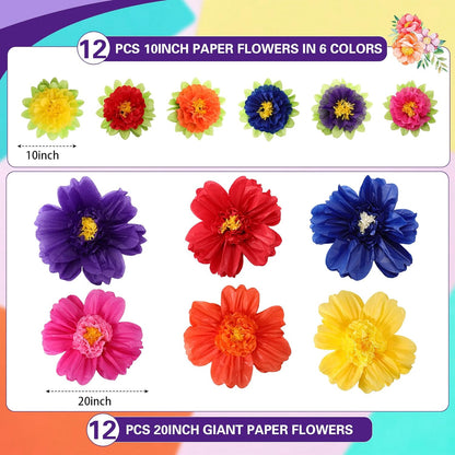 Bulk 24 Pcs Vibrant Wall Backdrop Decoration 20 Inch Paper Flowers Stunning Décor for Weddings  Birthdays Wholesale