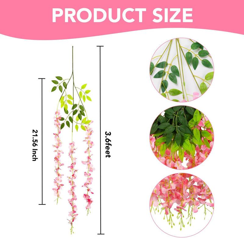3.6ft Artificial Wisteria Garland, Lightweight Hanging Silk Flowers for Wedding Party Decor