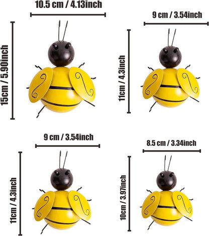 Bulk 4 Pcs Metal Wall Art 3D Iron Bumble Bee Wall Decor Sculpture for Outdoor Home Garden Decoration Wholesale
