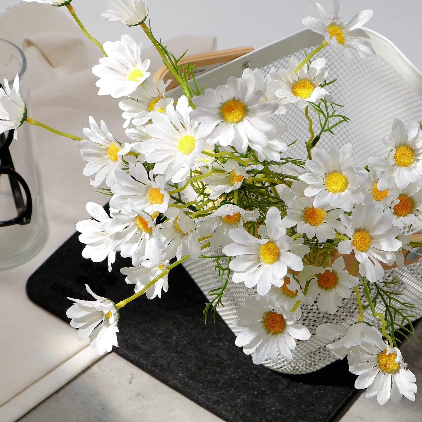 Wedding Floral Backdrop Decor Premium Artificial Daisy Bouquets 8 Pack Silk for Venue Styling