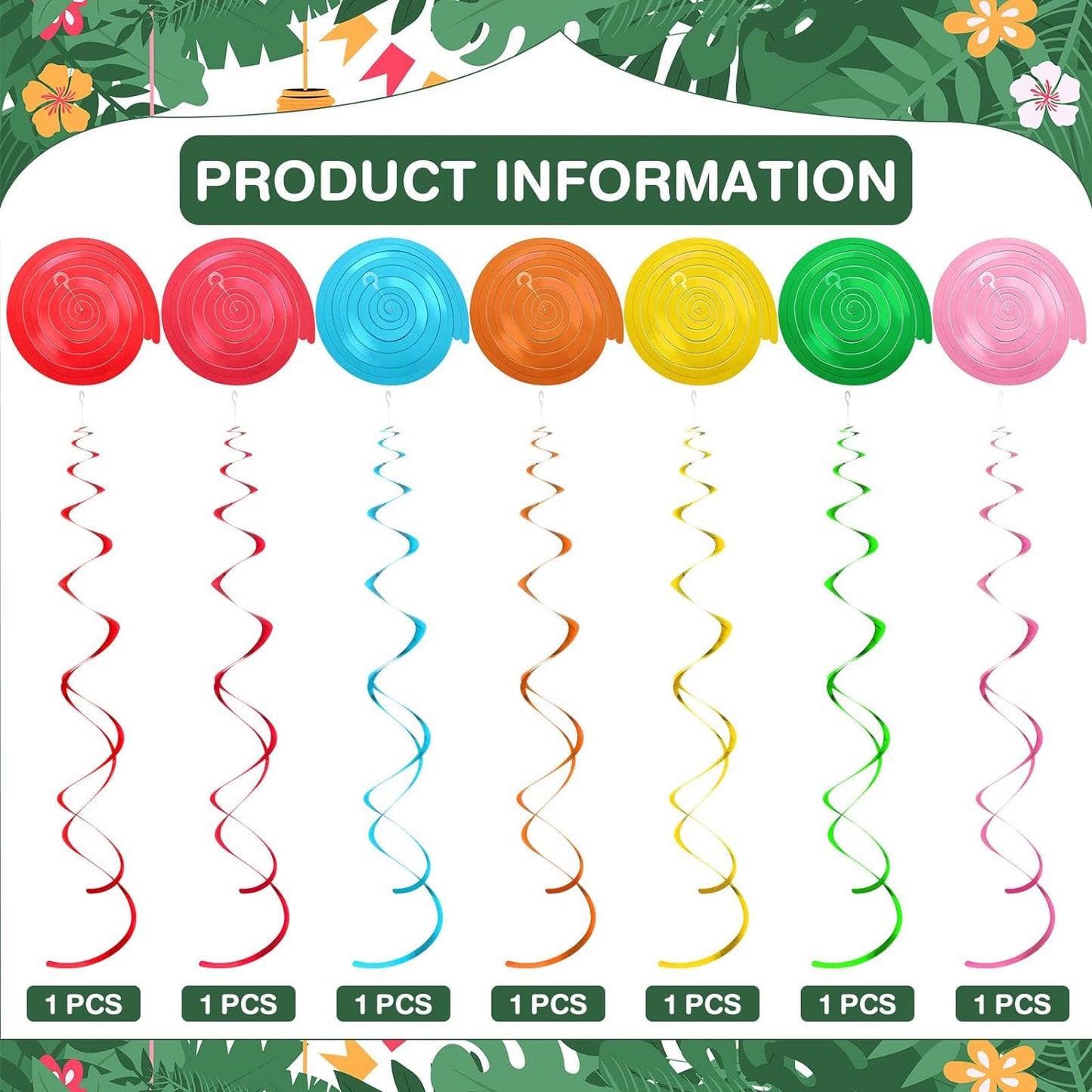 Bulk Hawaiian Birthday Party Backdrop Streamers Hanging Rotating Decorations Tropical Flowers Palm Trees Flamingos Unique Theme Decor Wholesale