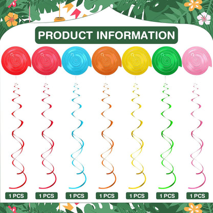 Bulk Hawaiian Birthday Party Backdrop Streamers Hanging Rotating Decorations Tropical Flowers Palm Trees Flamingos Unique Theme Decor Wholesale