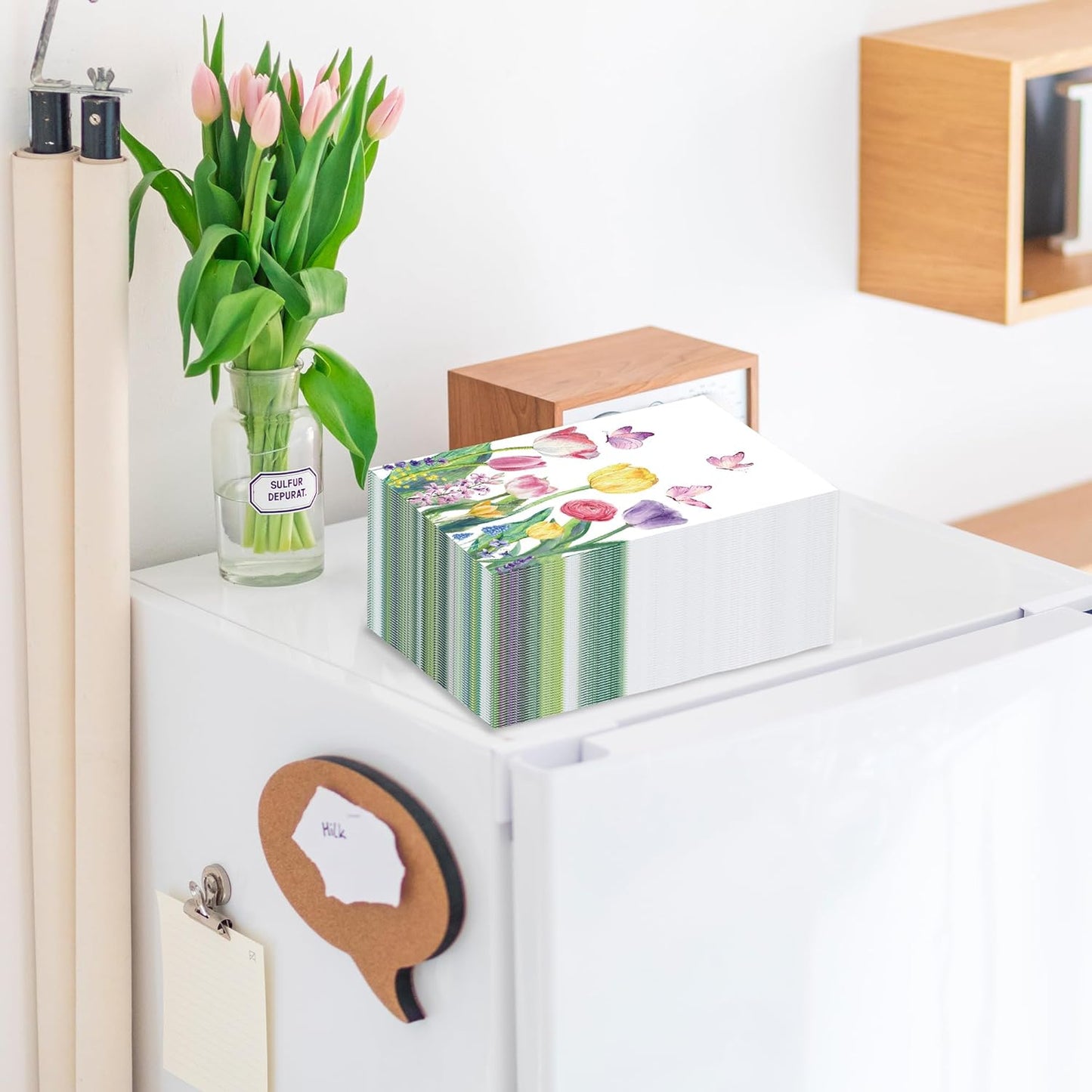 Bulk 50 Pcs Spring Floral Paper Napkins Tulip Guest Napkins for Parties Weddings and Birthday Party Decorations Wholesale