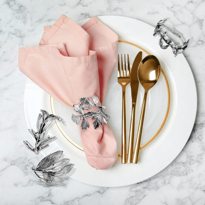 Bulk 8 Pcs Vintage Leaf Napkin Rings Set Metal Adornments for Graduations Holidays Weddings and Everyday Use Wholesale
