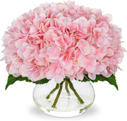 Artificial Hydrangea Flowers Silk 12 Inch Yellowish Orange 1 Vase with Faux Water Table Centerpiece Home Decor