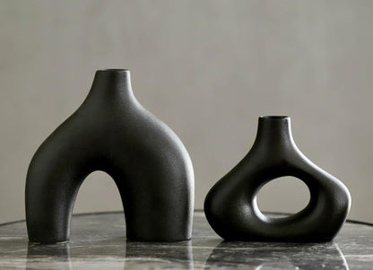 Bulk Nordic Donut Vase Handmade Ceramic Hollow Vases for Olive Branches & Table Centerpieces Minimalist Modern Home Decor for Wedding Shelf Office Console Entryway Sculptural Neutral Décor Wholesale