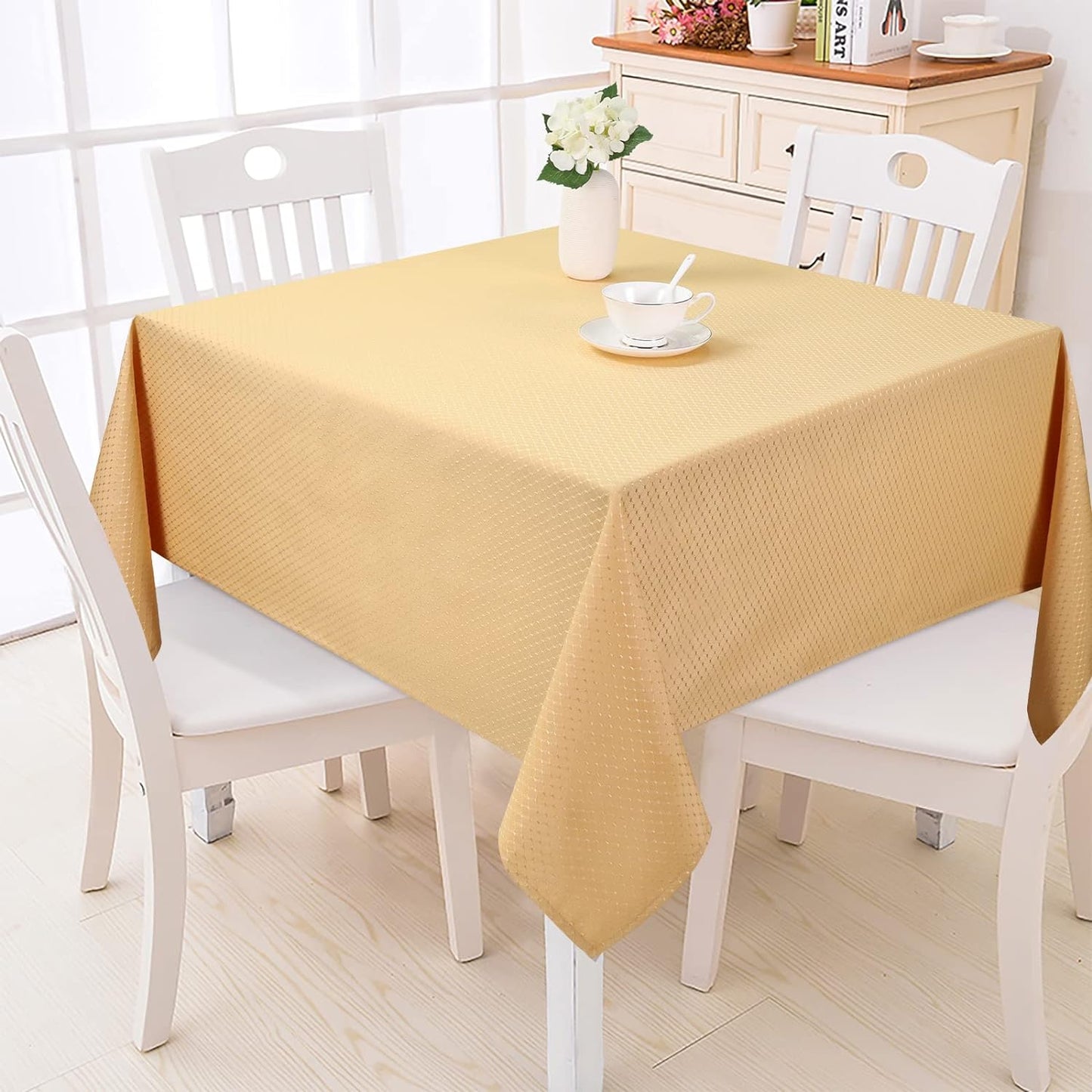 Bulk Solid Plaid Jacquard Spring Tablecloth Wrinkle and Water Resistant, Contemporary Woven Decorative Table Cover for Holiday Events Wholesale