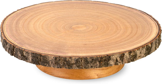 Bulk Wood Cake Stand 10-12 inch Natural Tree Trunk Display with Live Edge Rustic Wedding Dessert Table Centerpiece Farmhouse Kitchen Decor & Bakery Cupcake Holder Splinter Free & Easy Clean Wholesale
