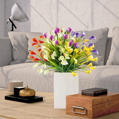 Premium 20pcs UV Resistant Calla Lily Silk Flowers 500 Heads Faux Plants Outdoor Cemetery Porch Garden Indoor Planter Arrangements