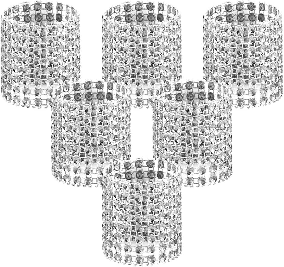 Bulk 50 Pcs Water Diamond Napkin Rings: Sparkling Decor for Table Settings Weddings Dinners Holiday Parties and Family Gatherings Wholesale