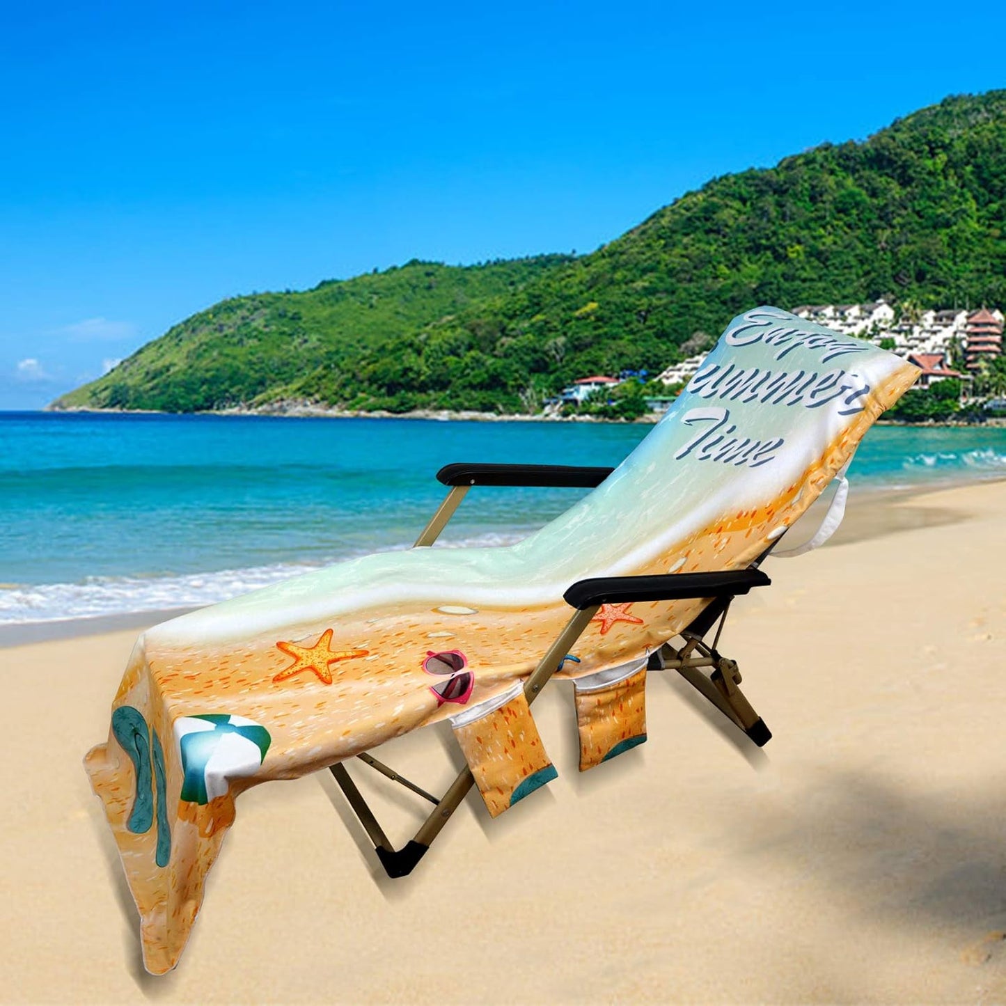 Bulk Beach Folding Chair Cover with Pockets Suitable for Patio Loungers Ideal for Sunbathing and Pool Party Decor Wholesale