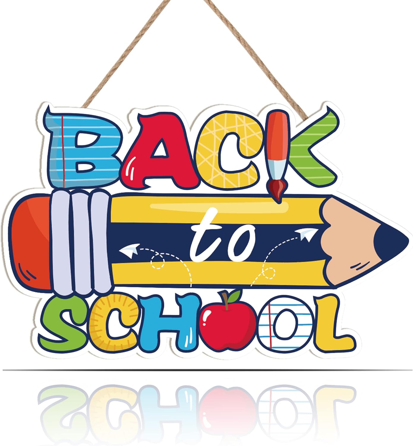 Bulk Cute Pencil Design Wooden Sign 11.81” x 7.48” Back to School Classroom Wall Decor Gift for Teachers Students Wholesale